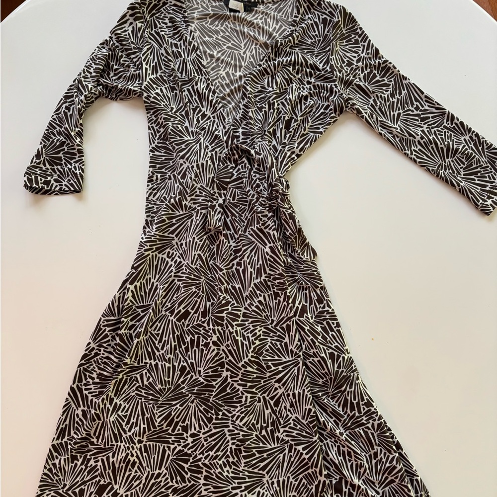 BCBG Brown and White Patterned Dress